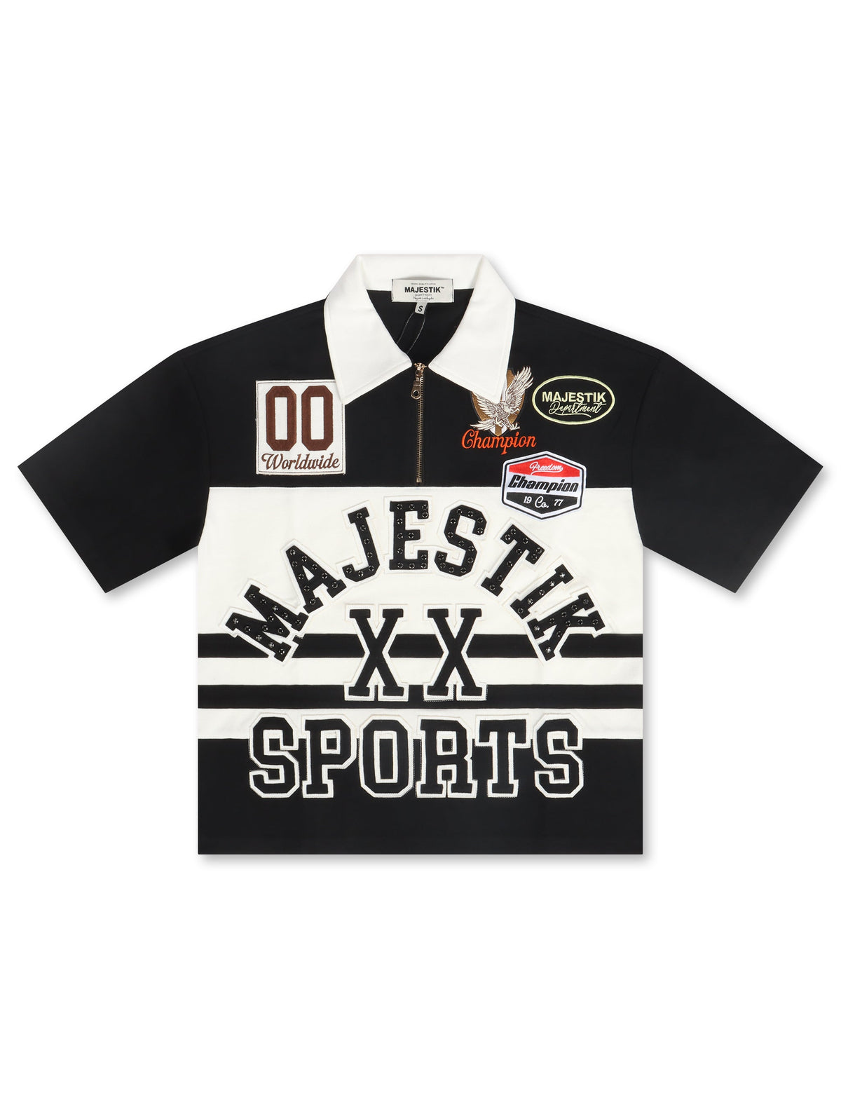 MAJESTIK PIQUE CUT & SEW POLO ZIP & SHORT SET Black