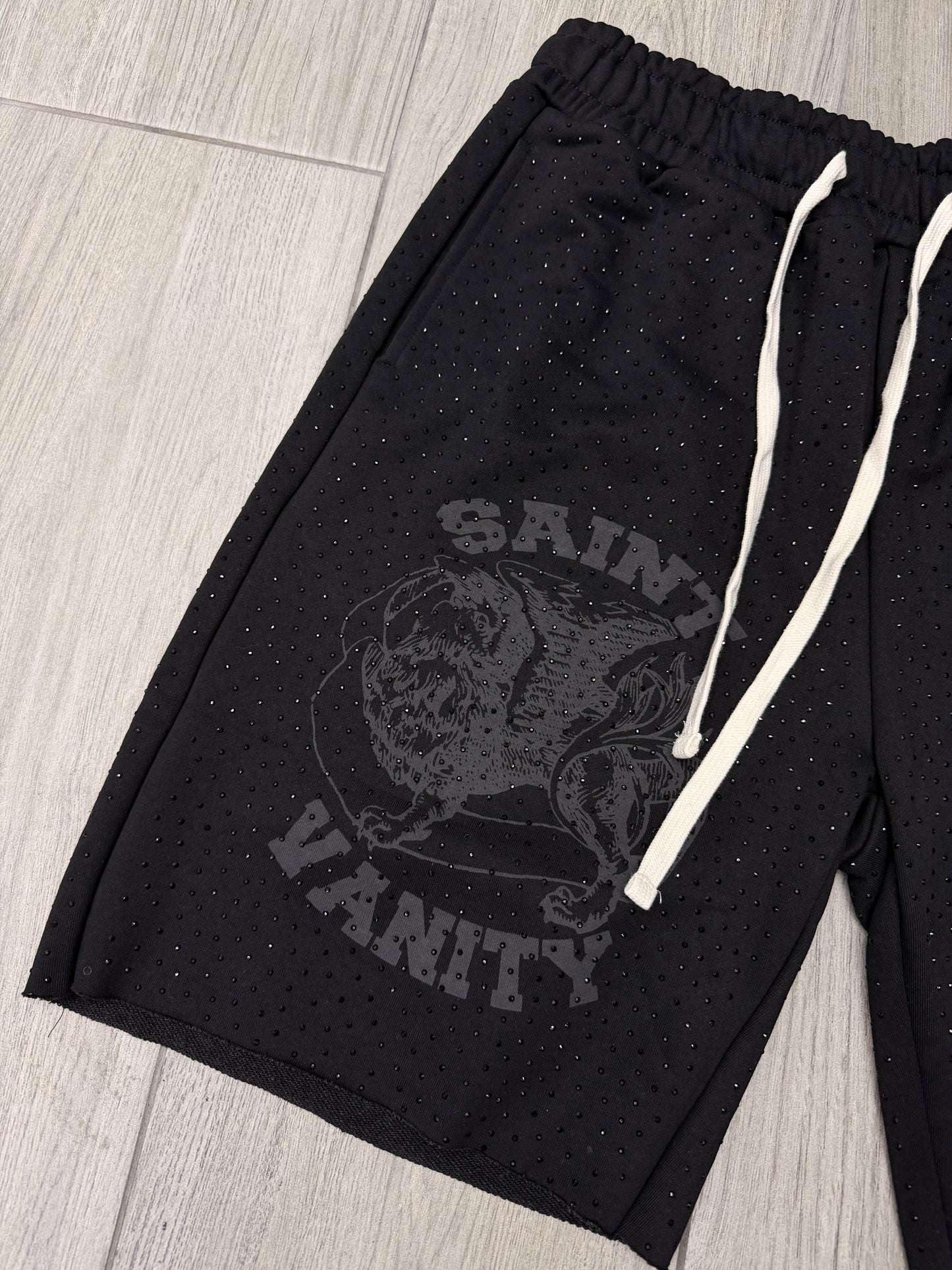 SAINT VANITY RHINESTONE BLACK SHORT