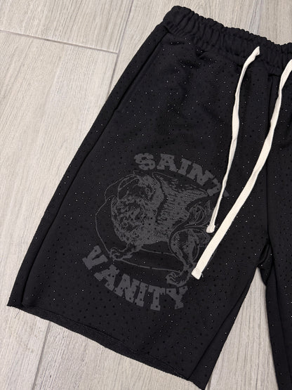SAINT VANITY RHINESTONE BLACK SHORT