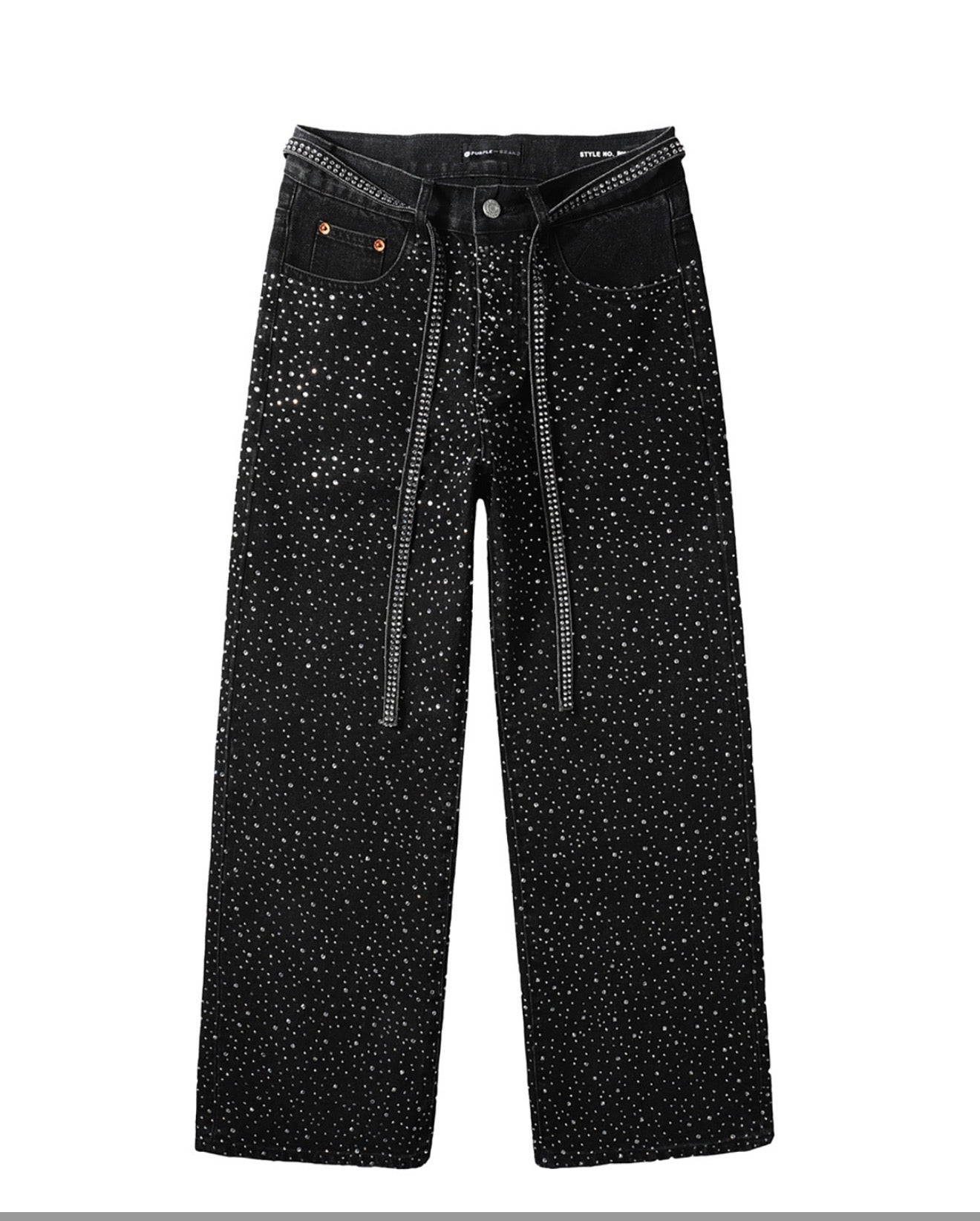 PURPLE RHINESTONE BLACK JEANS PU9128