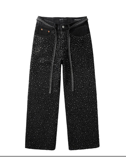 PURPLE RHINESTONE BLACK JEANS PU9128