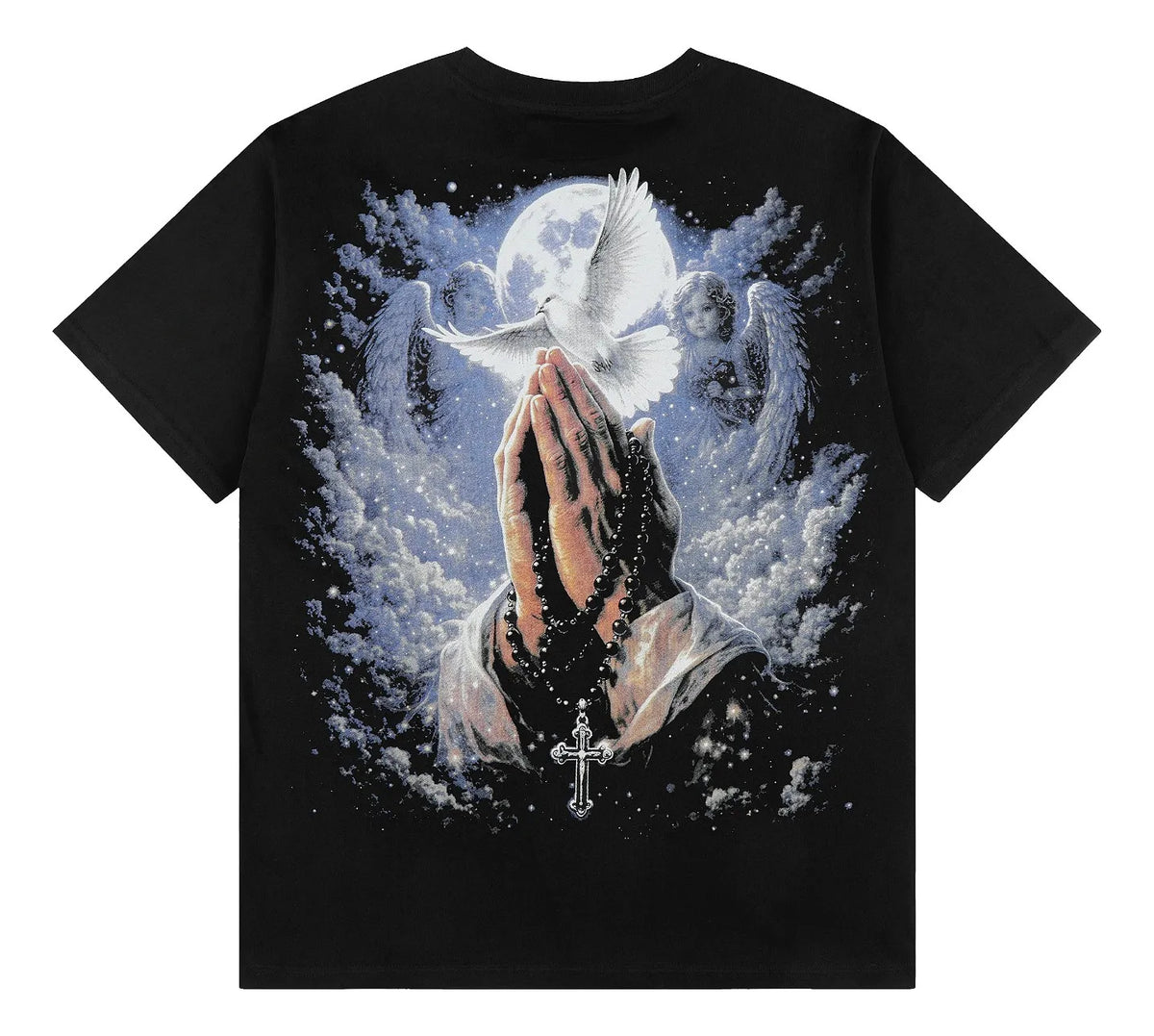 Mixed Emotion Angels and roses black Tshirt