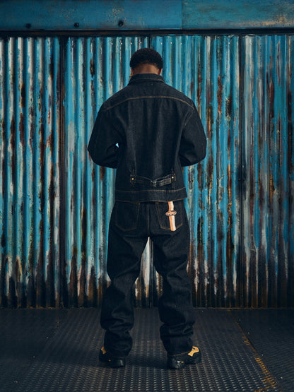 Corteiz DUAL STRIPE BAGGY JEANS [WASHED BLACK]
