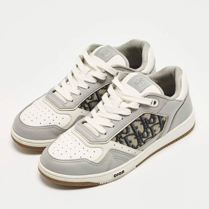 Dior B27 Uptown Size 39 Grey/White Oblique Canvas and Leather Low Top Sneakers