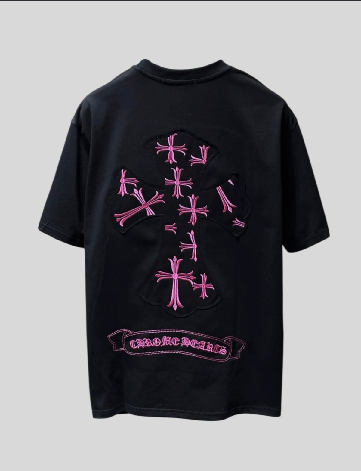 Chromehearts Bordada Cruces Rosadas Tshirt