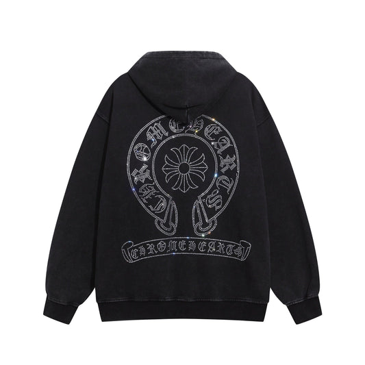 CHROMEHEARTS RHINESTONE BLACK HOODIE