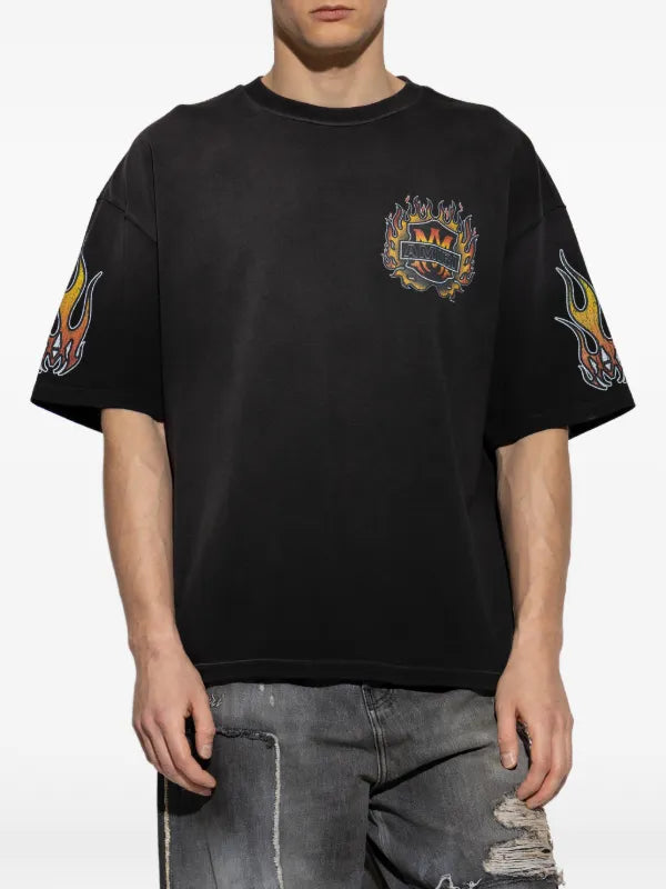 AMIRI ON FLAMES BLACK TSHIRT