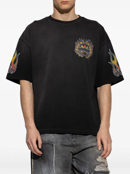 AMIRI ON FLAMES BLACK TSHIRT