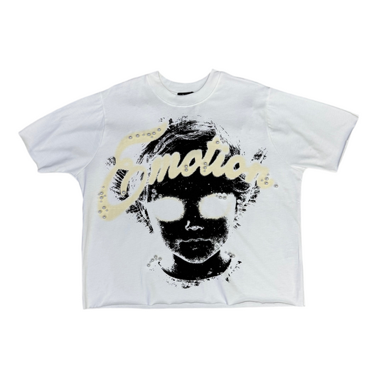 Mixed Emotion White Pearl Cropped Tee