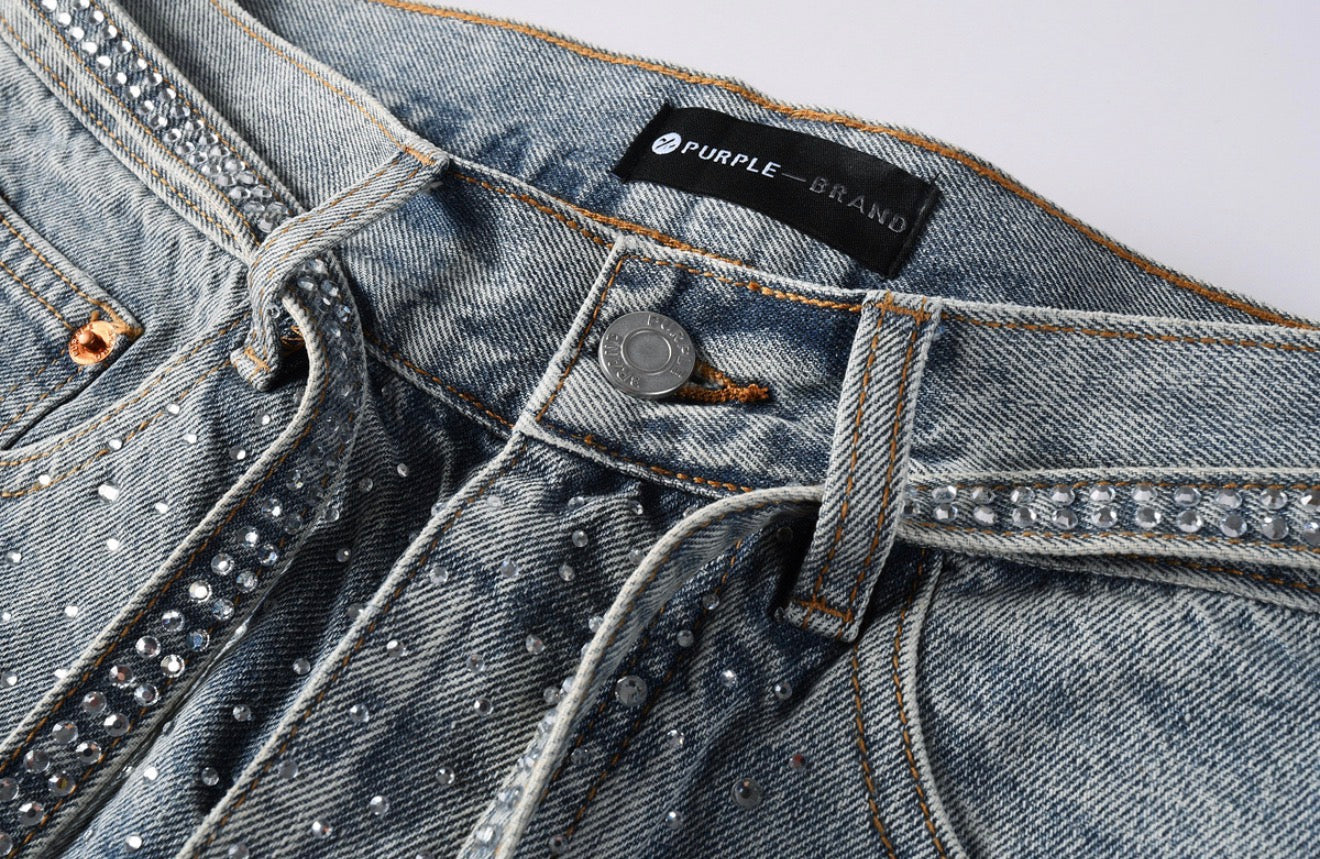 PURPLE FULL RHINESTONE JEANS PU9129