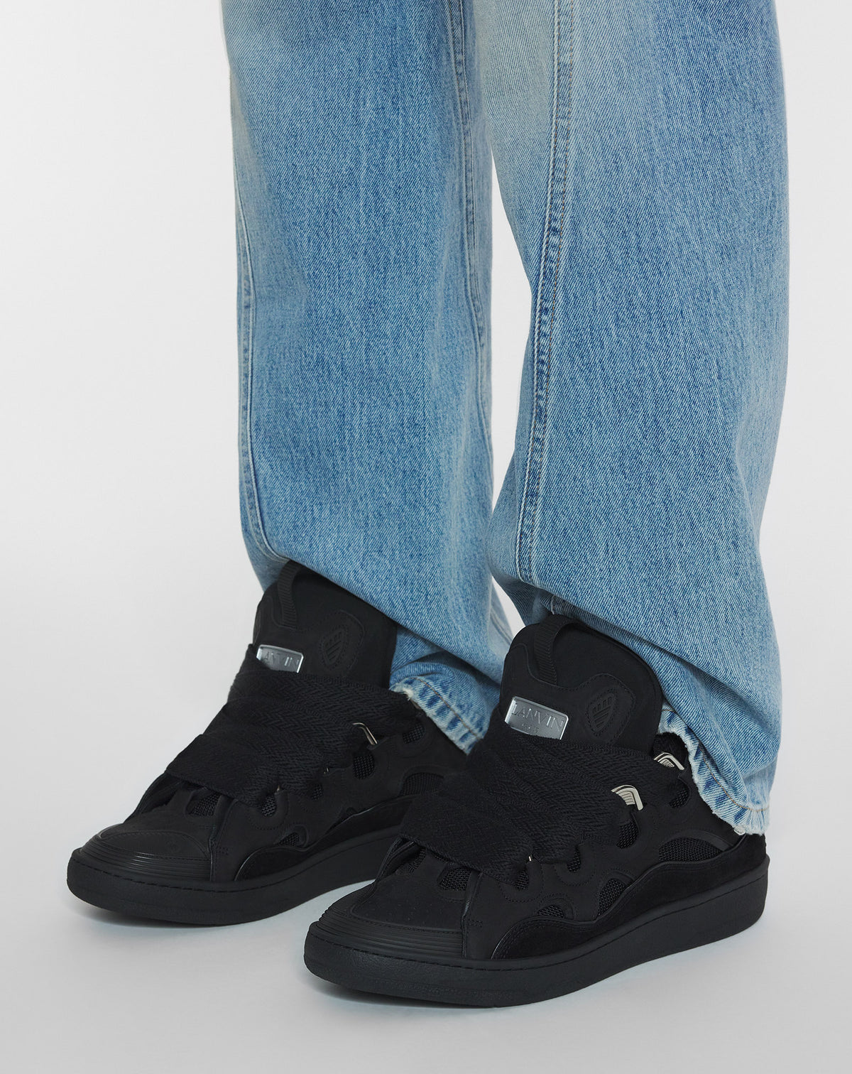 LANVIN LEATHER CURB SNEAKERS