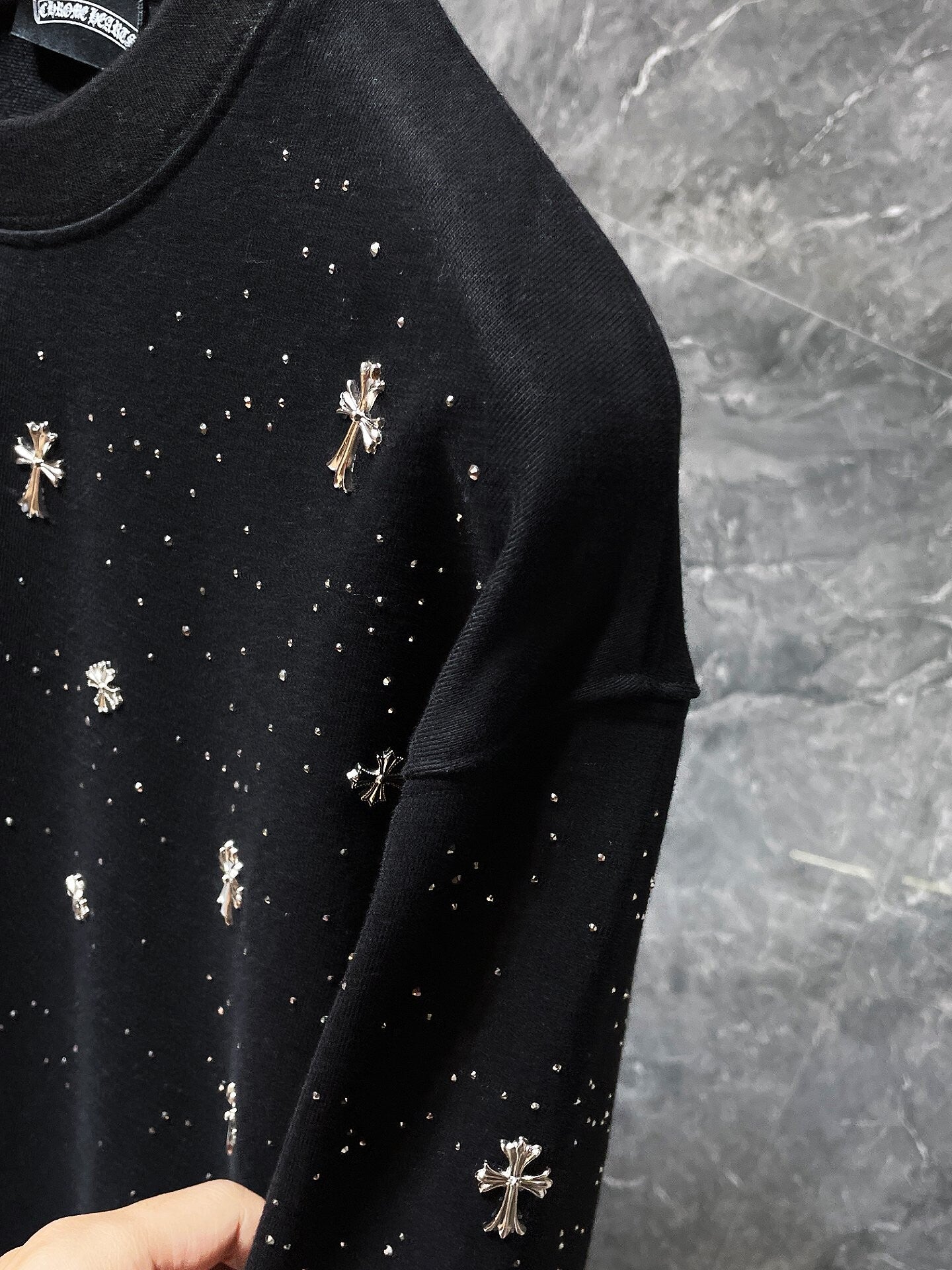 CHROMEHEARTS RHINESTONE MULTI CROSS BLACK