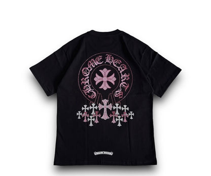 CHROMEHEARTS MULTI CROSS RHINESTONE BLACK TEE