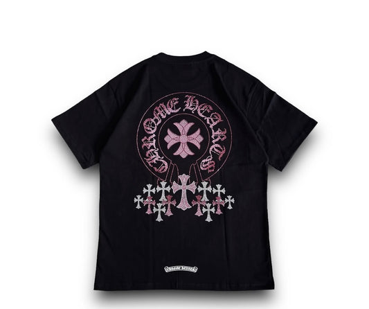 CHROMEHEARTS MULTI CROSS RHINESTONE BLACK TEE