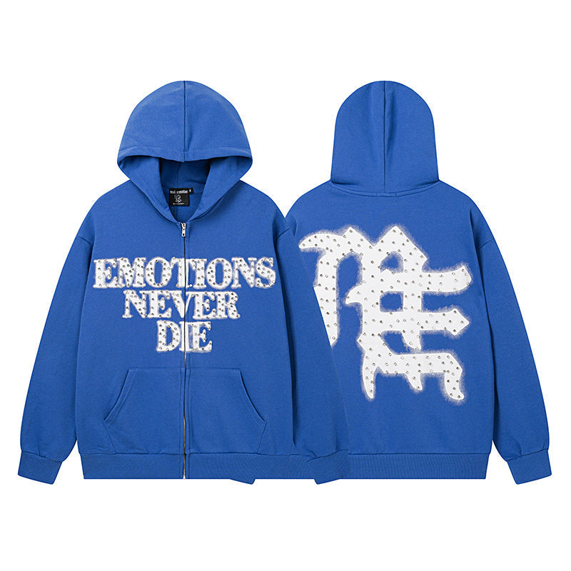 Mixed Emotion Blue "End" Rhinestone Hoodie