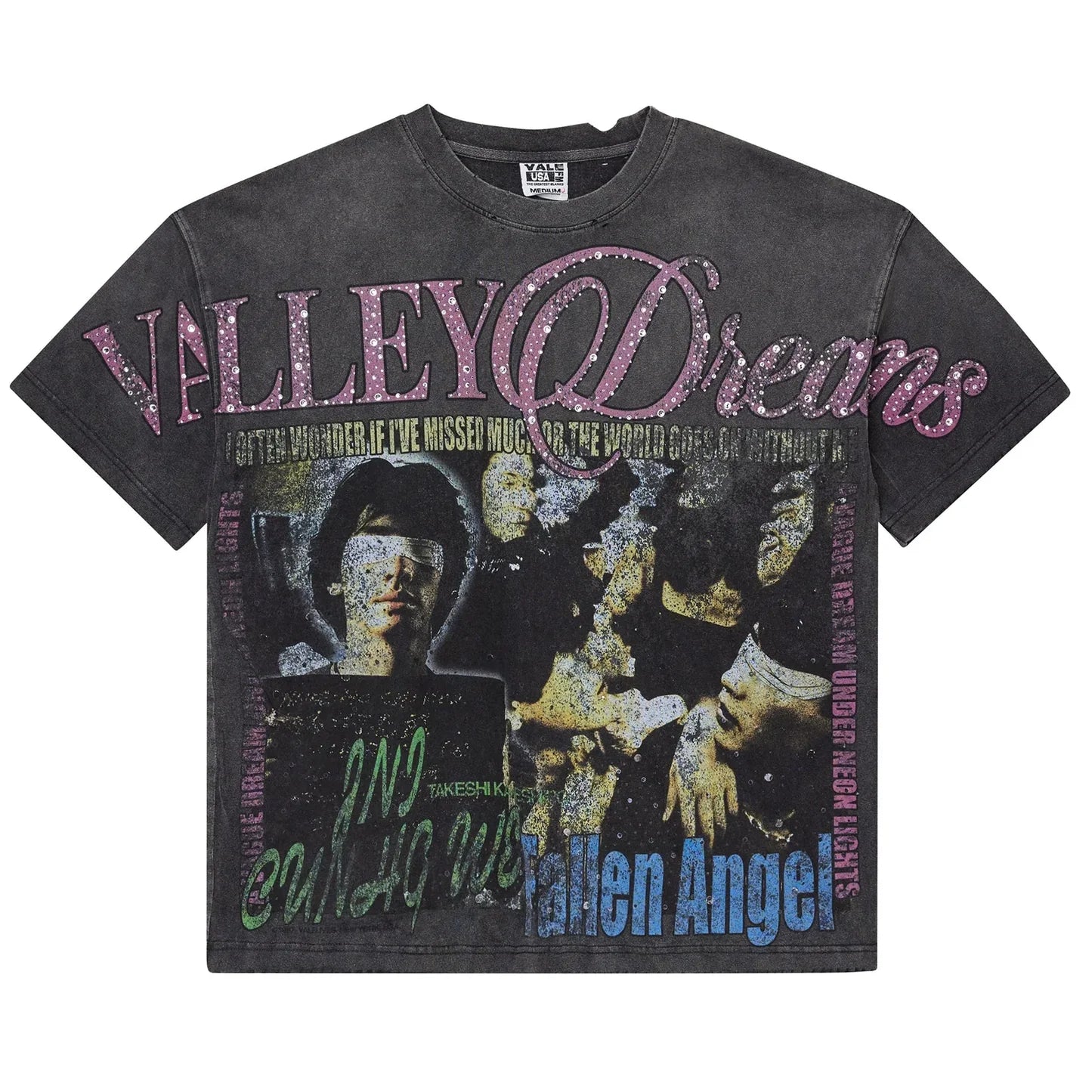 Vale Fallen Bling Distressed Charcoal TShirt