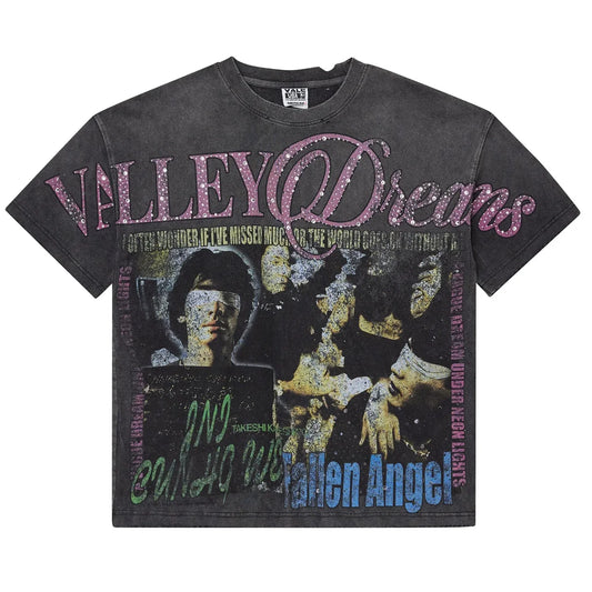 Vale Fallen Bling Distressed Charcoal TShirt