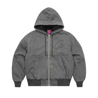 Corteiz Embossed C-star Denim Work Jacket Grey