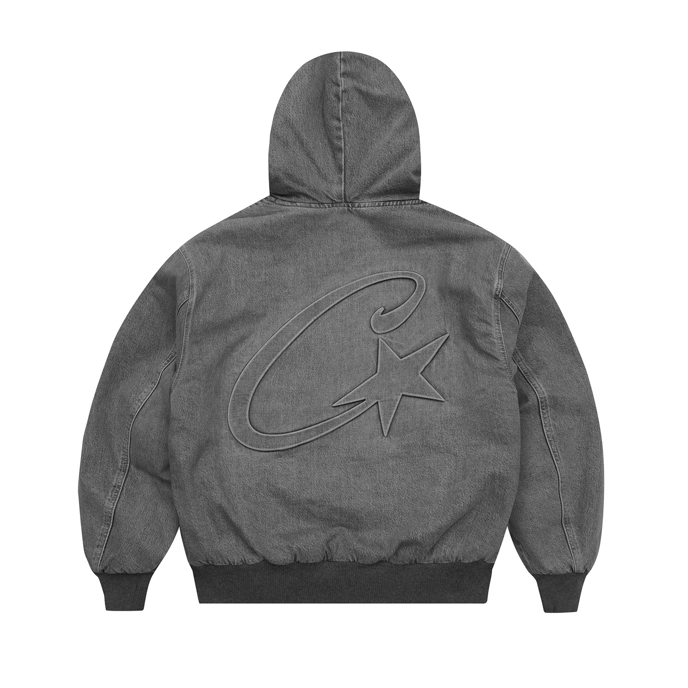 Corteiz Embossed C-star Denim Work Jacket Grey