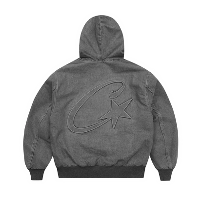 Corteiz Embossed C-star Denim Work Jacket Grey