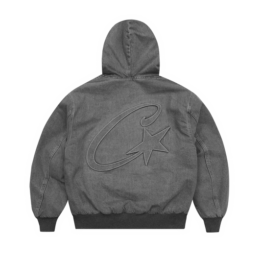 Corteiz Embossed C-star Denim Work Jacket Grey