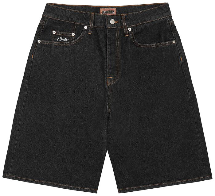 Corteiz Crest Chainstitch Denim Short 'Washed Black'