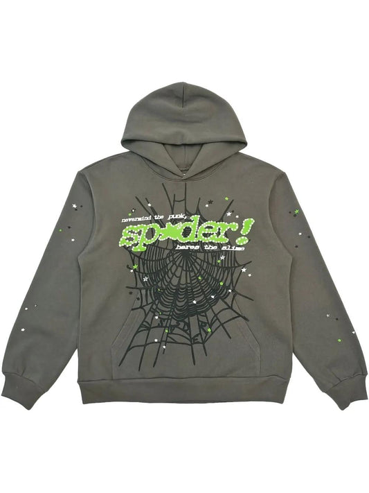 SPIDER STAR WEB SLATE GREY HOODIE