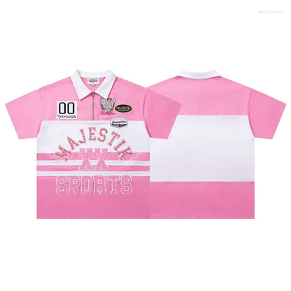 MAJESTIK PIQUE CUT & SEW POLO ZIP & SHORT SET (LIGHT PINK)