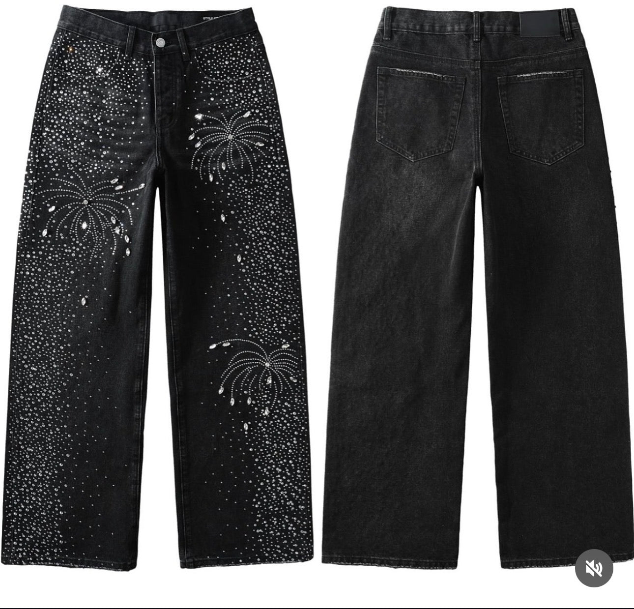 PURPLE RHINESTONE BLACK JEANS