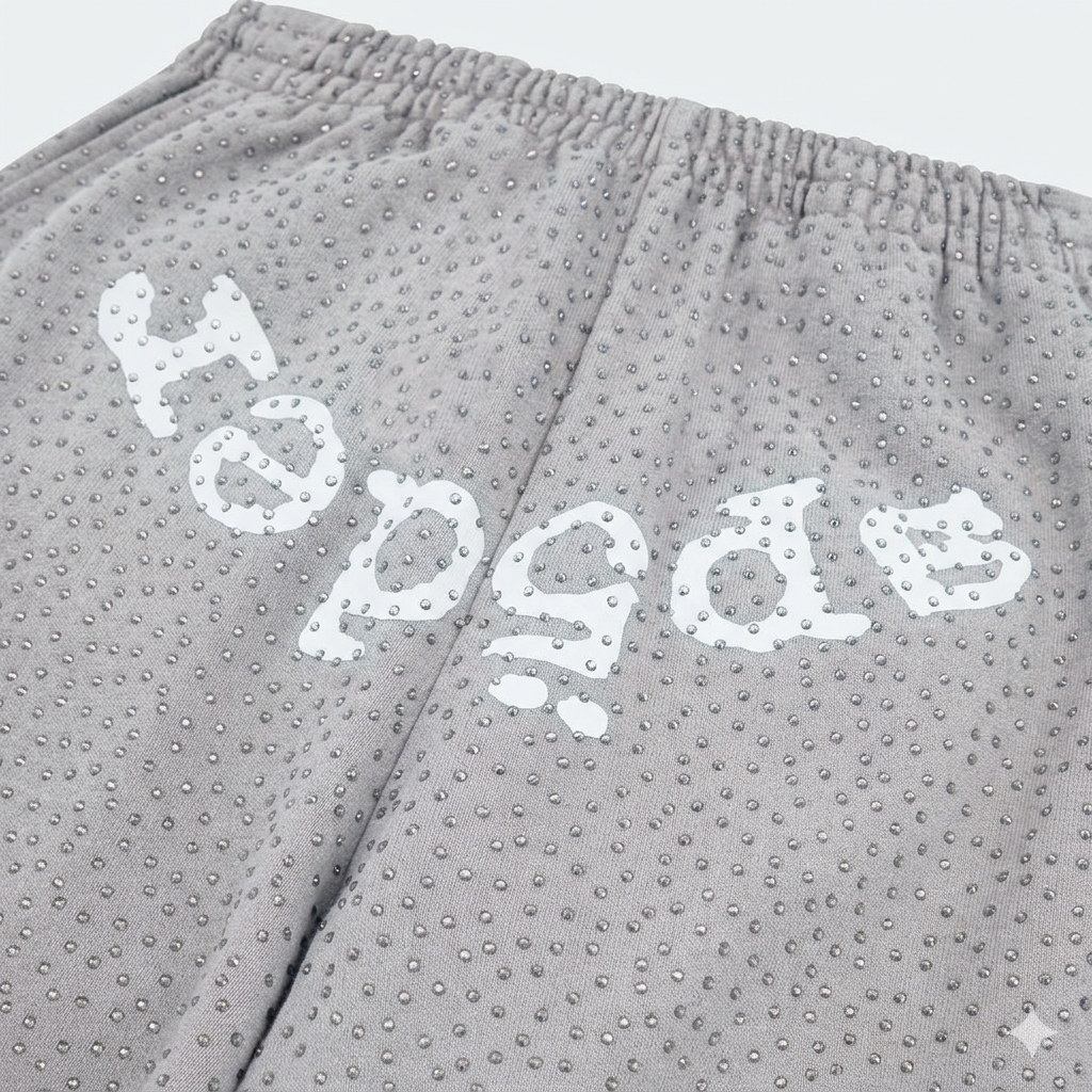 SWEATPANT SPIDER VVS RHINESTONE HEATHER GREY