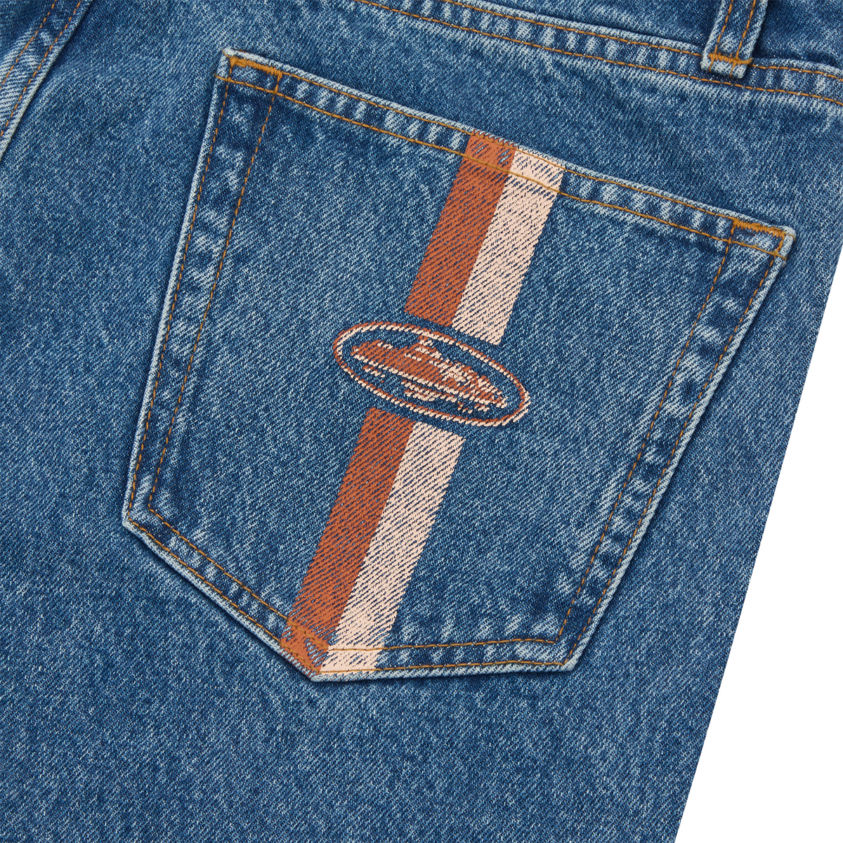 Corteiz DUAL STRIPE BAGGY JEANS [WASHED BLACK]