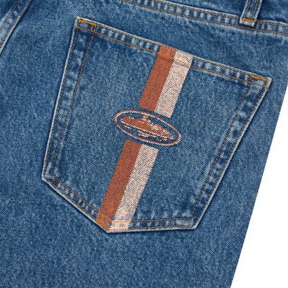 Corteiz DUAL STRIPE BAGGY JEANS [WASHED BLACK]