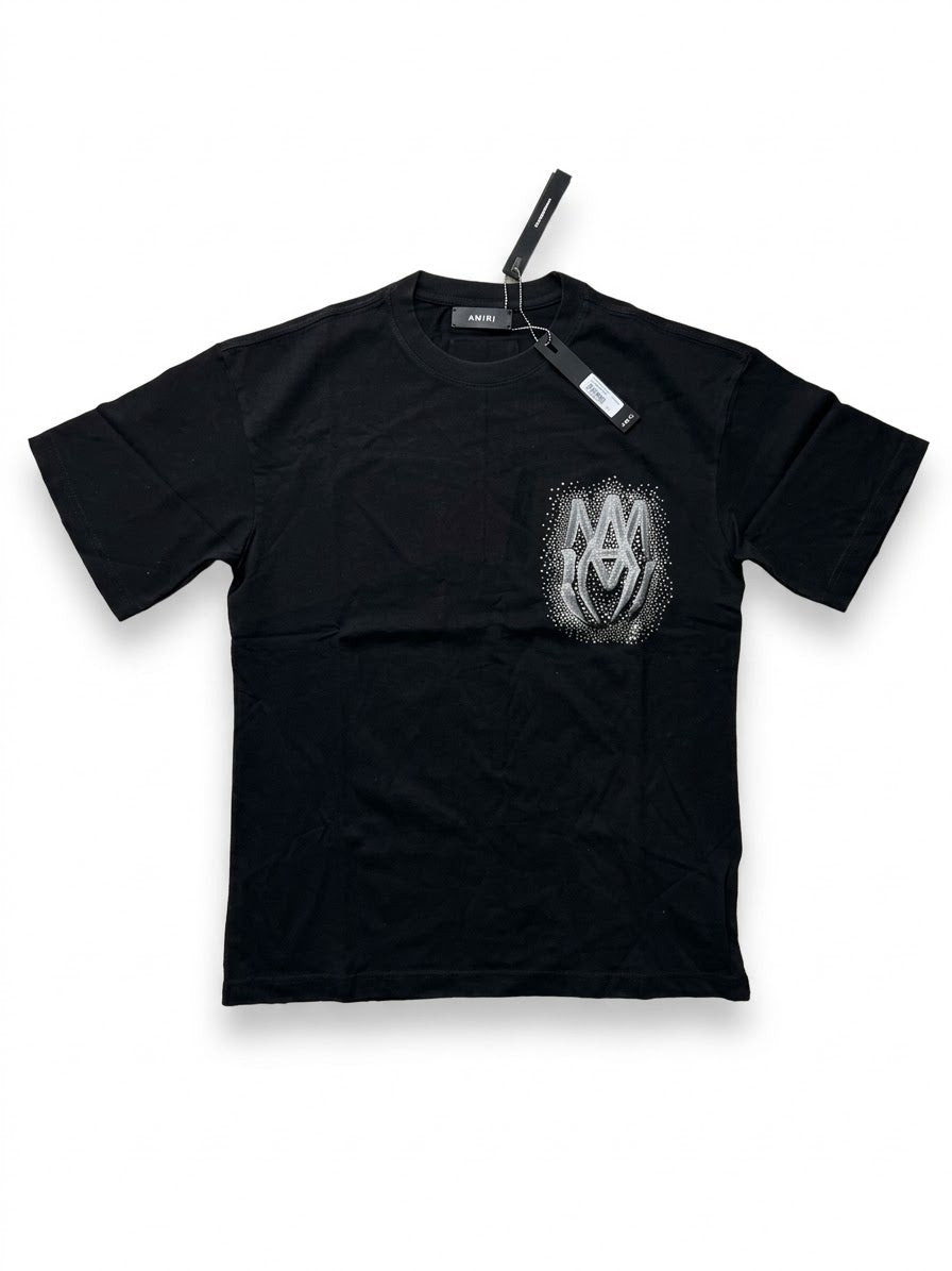 Amiri rhinestone metallic black Tshirt