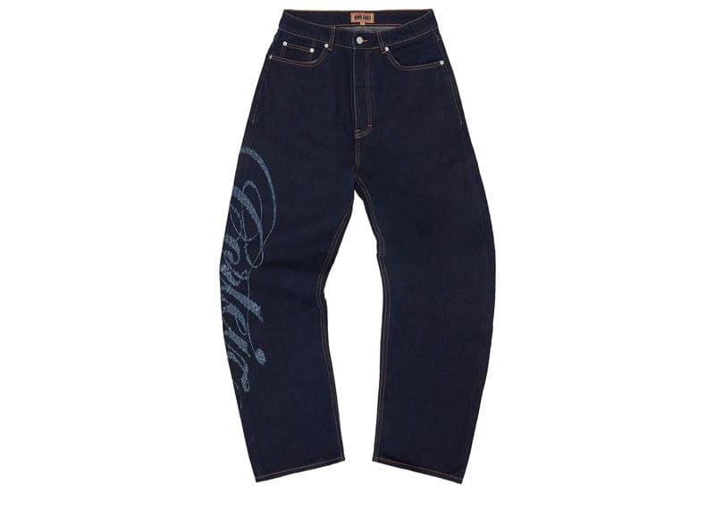 CORTEIZ FRAYED DENIM BAGGY JEANS INDIGO