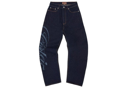 CORTEIZ FRAYED DENIM BAGGY JEANS INDIGO