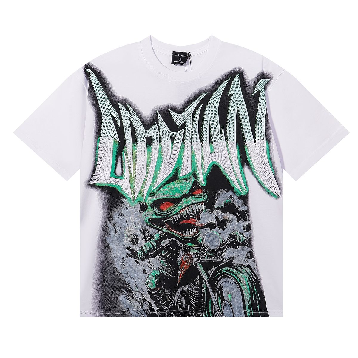 MIXED EMOTION GOBLIN RHINESTONE TSHIRT WHITE