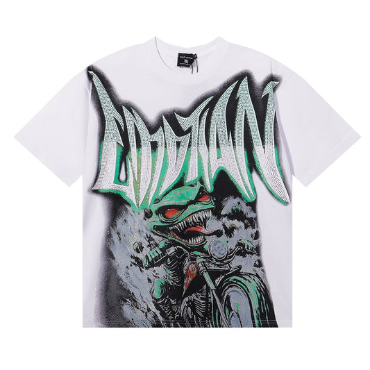 MIXED EMOTION GOBLIN RHINESTONE TSHIRT WHITE