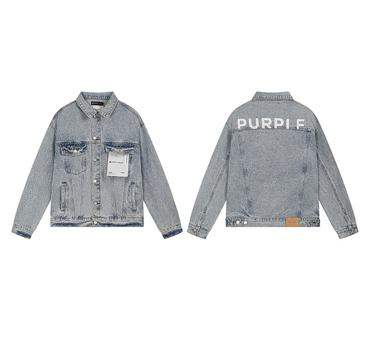 PURPLE BRAND 
Rhinestone-Embellished Denim Jacket