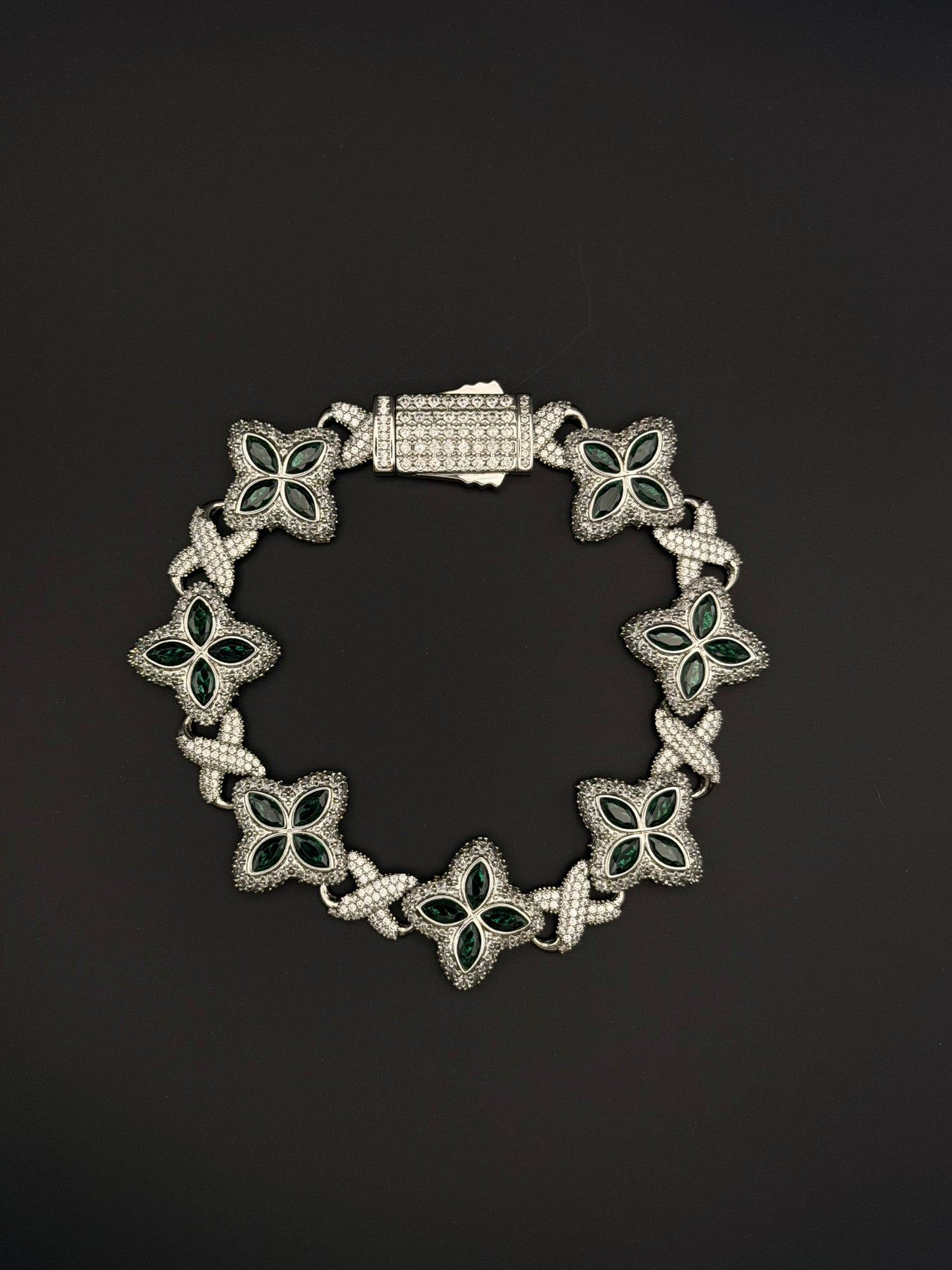 Green Floral Tennis Bracelet