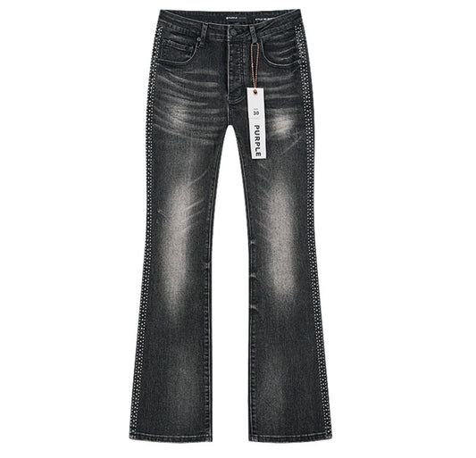 PURPLE PANT BLACK RHINESTONE