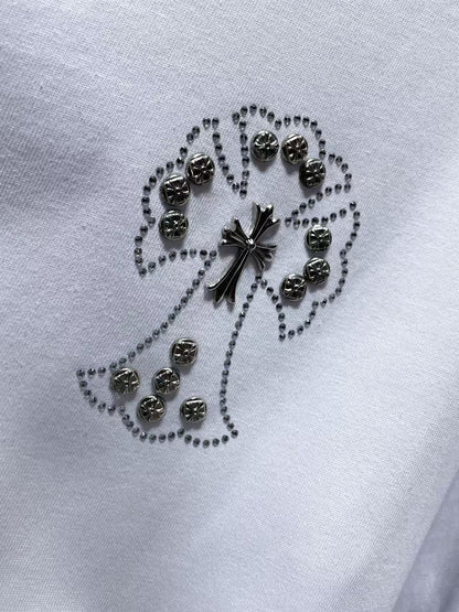 Chromehearts Rhinestone Cross white Tshirt