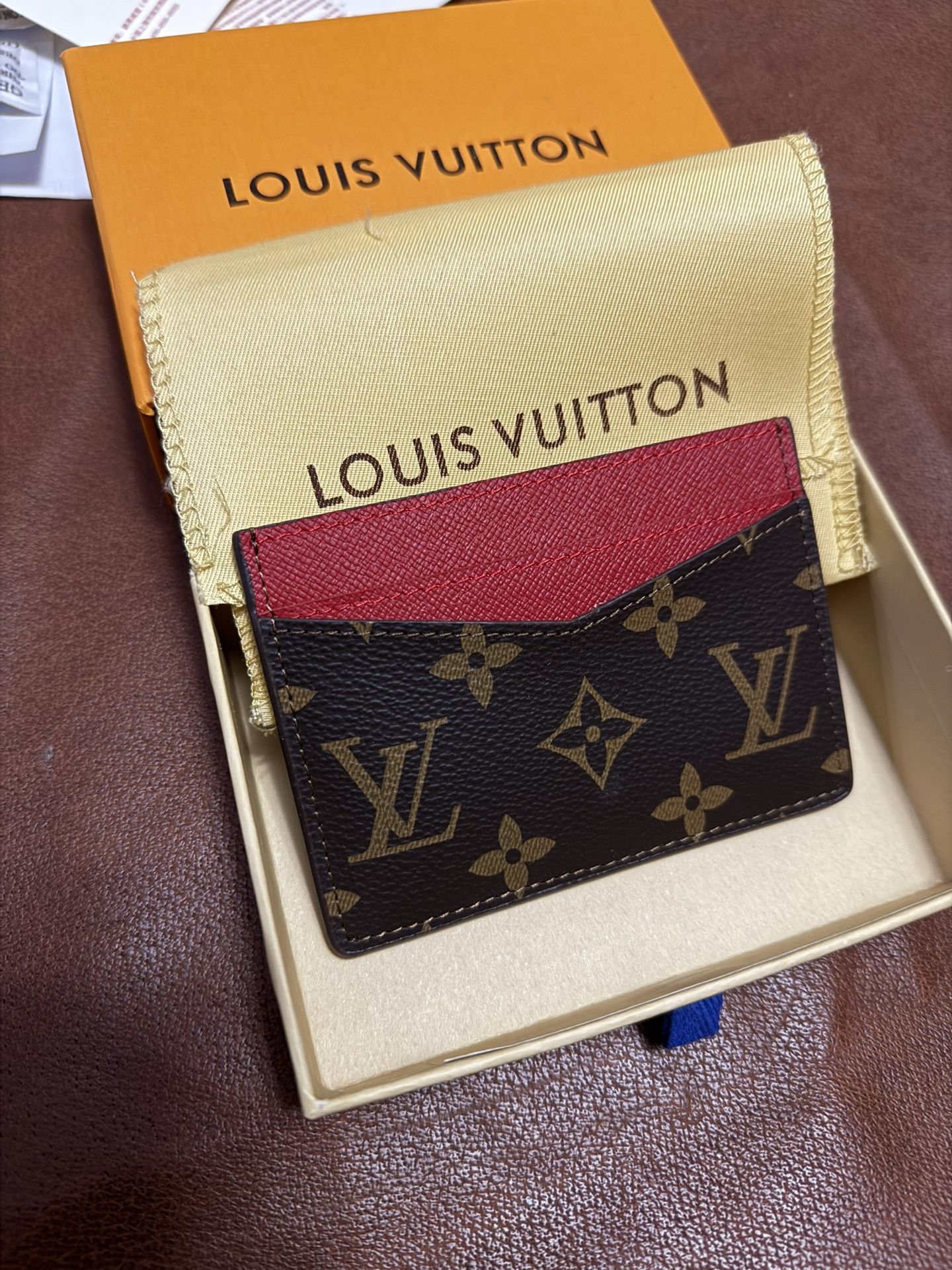 LV RED MONOGRAM CARD HOLDER