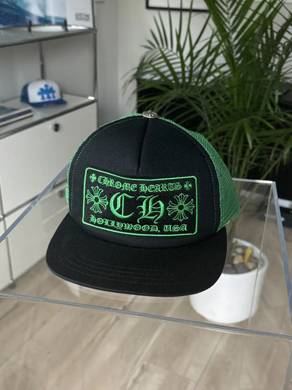 CHROMEHEARTS BLACK/GREEN TRUCKER HAT