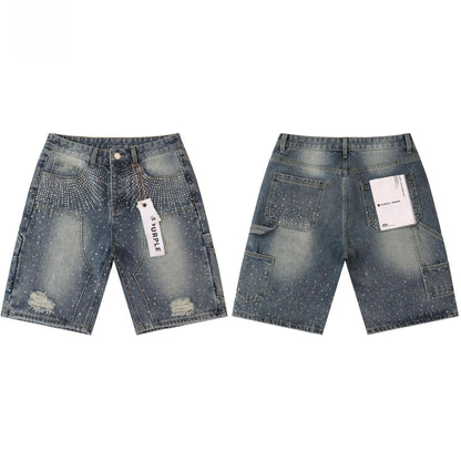 Purple Rhinestone Jeans Short pu8698