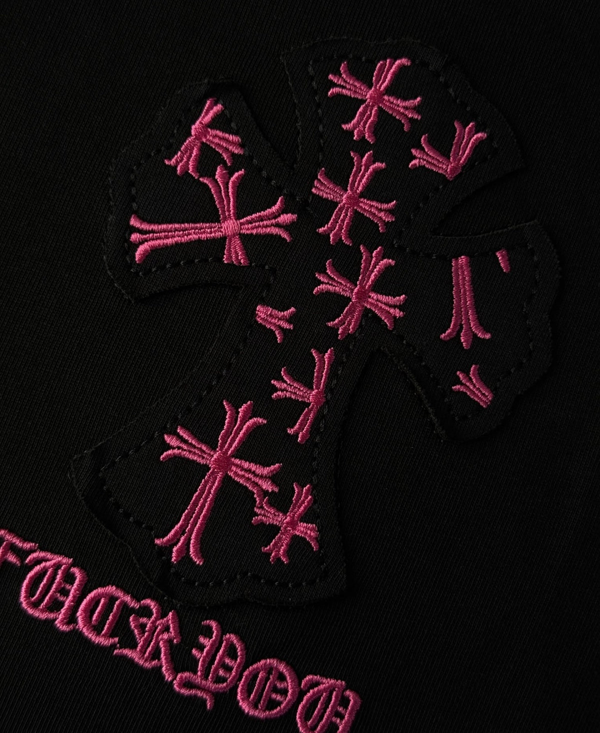 Chromehearts Bordada Cruces Rosadas Tshirt
