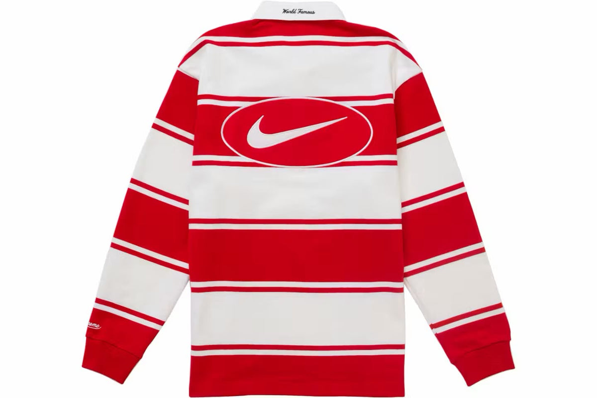 Nike X supreme Raya Stripe Rugby Red long sleeve