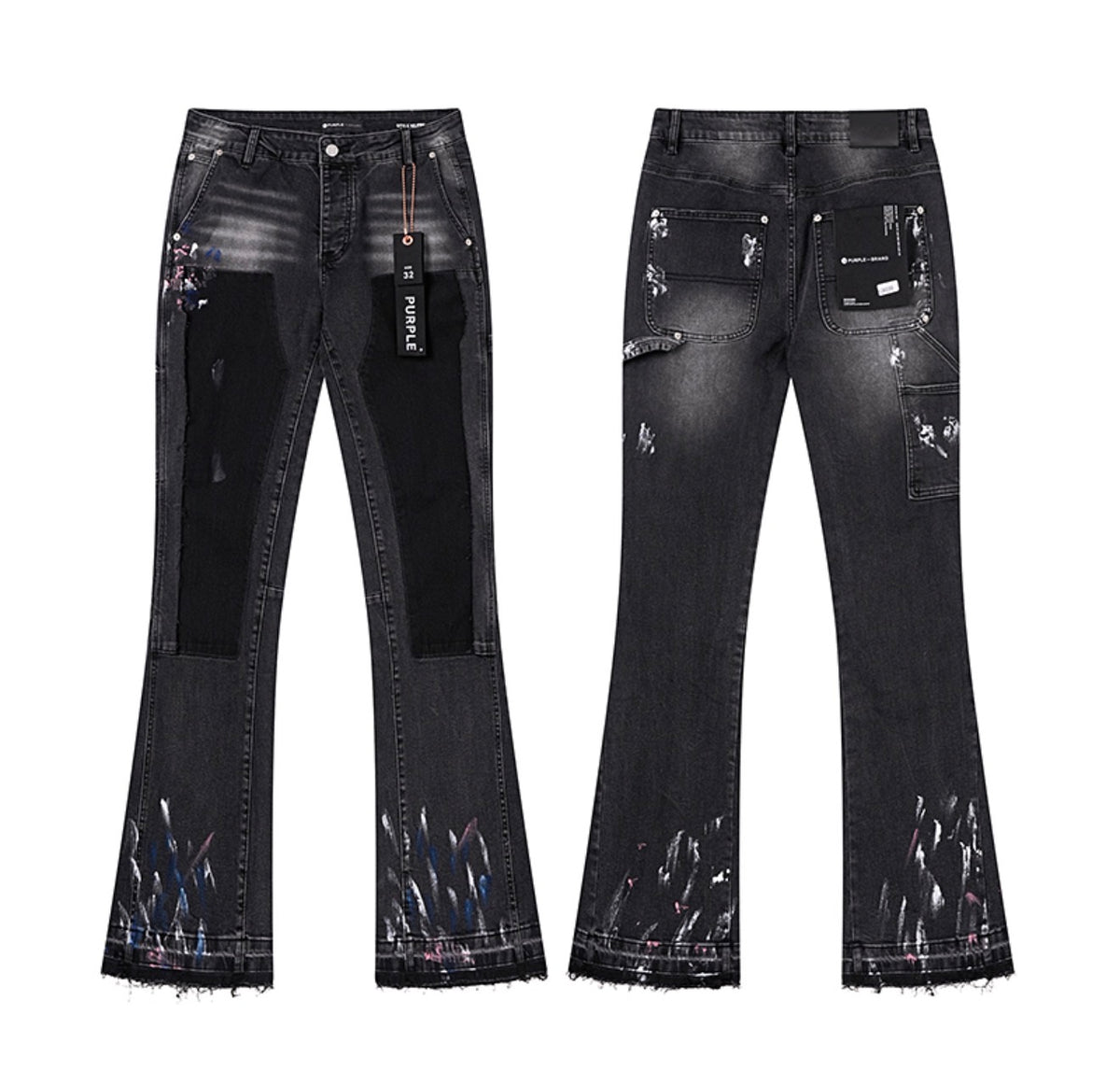 Purple Jeans Black Flared Pu6039