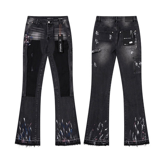 Purple Jeans Black Flared Pu6039