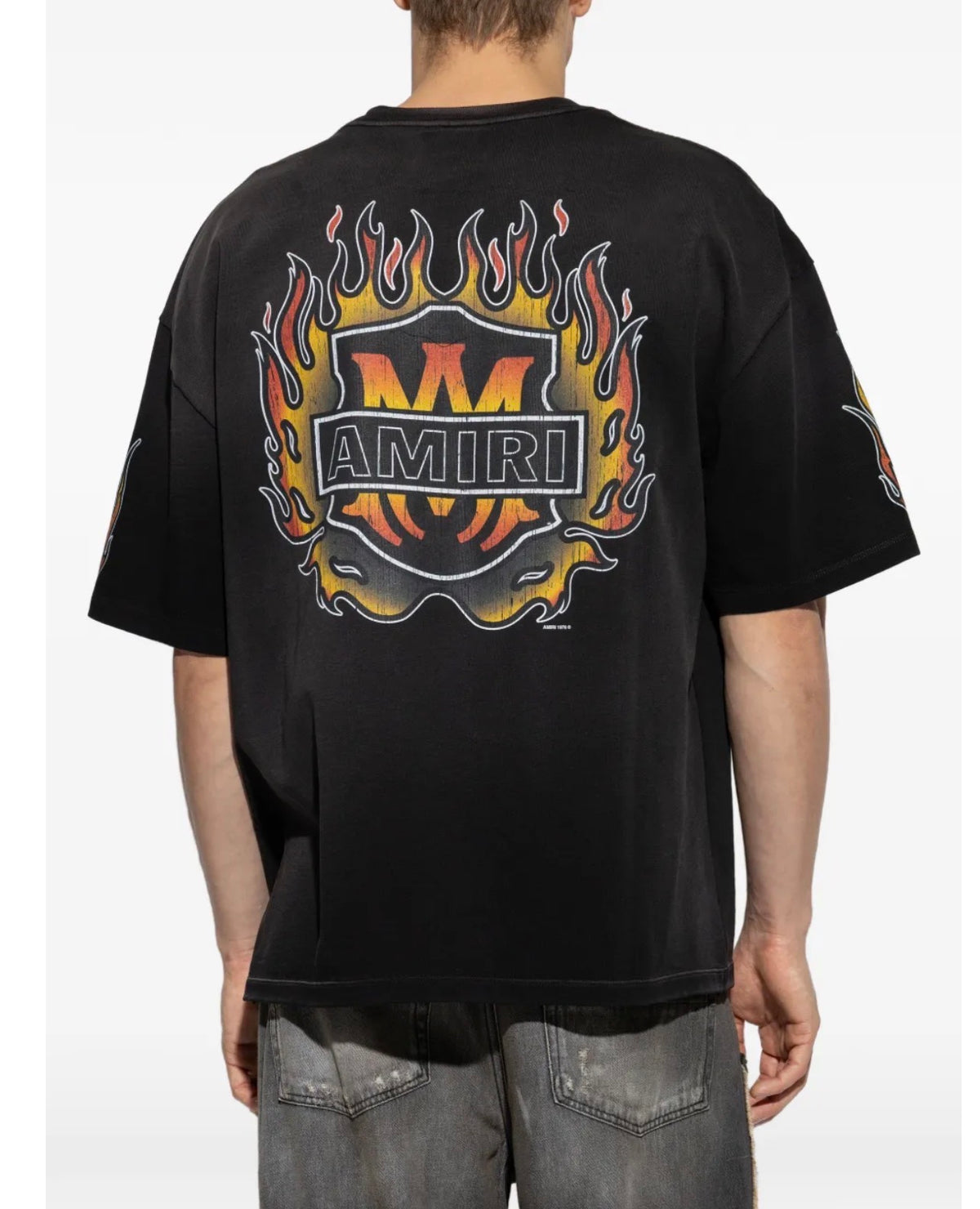 AMIRI ON FLAMES BLACK TSHIRT