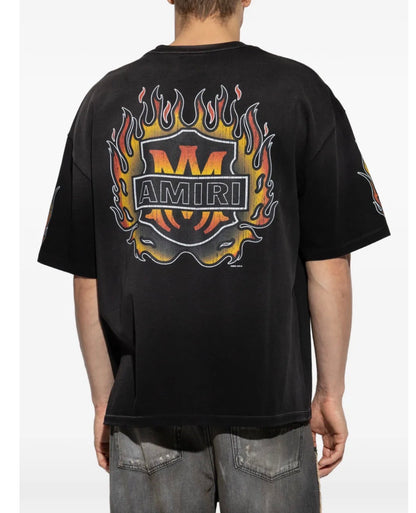 AMIRI ON FLAMES BLACK TSHIRT